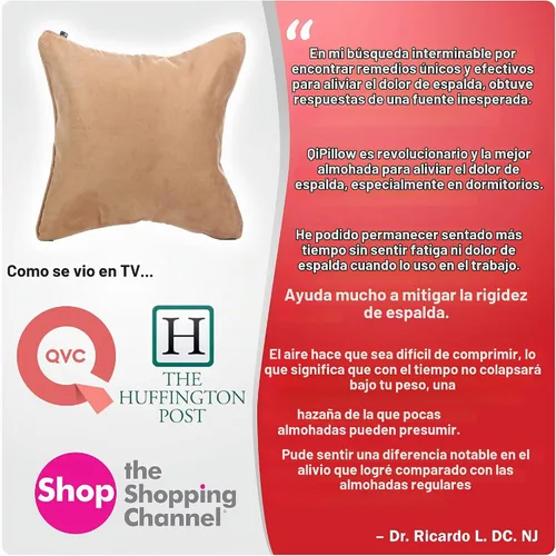 Vista 2 de QiPillow - Cojín ergonómico y ortopédico para aliviar el dolor, respaldo lumbar y postura, para silla, sofá, cama (camello)