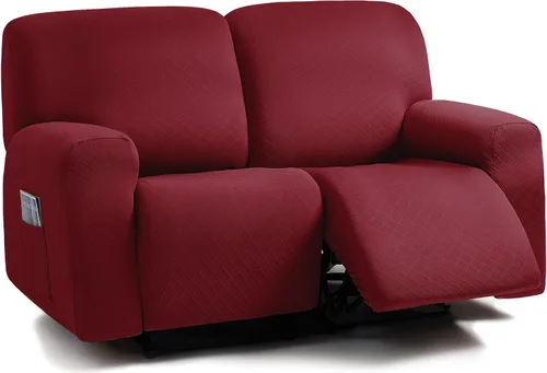 Vista 33 de ULTICOR Fundas para sofá reclinable de 8 piezas con diseño de jacquard cuadrado, fundas elásticas para sofá reclinable de 3 cojines, gruesas, suaves