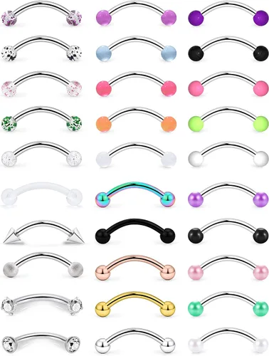 Vista 4 de SCERRING 16G Anillos de cejas transparentes CZ Tragus Helix Rook Daith Pendientes Lip Ring Barbell Body Piercing Jewelry Retainer 0.236 in 0.315 in