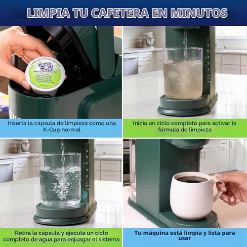 Vista 5 de Quick & Clean [6-Pack] Cápsulas de limpieza Keurig - Cápsula limpiadora K Cup para Keurig - Compatible con máquina de café 2.0, elimina manchas,