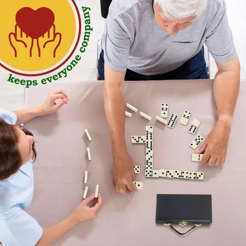Vista 3 de Juego de dominó Double Six en caja de madera, juego educativo clásico de 28 piezas de azulejos de mesa para adultos y niños, apto para viajes