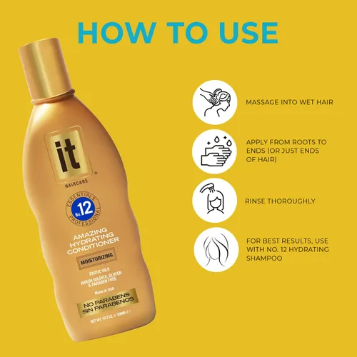 Vista 4 de IT Essentials No. 12 Amazing Hydrating Conditioner Professional: todo tipo de cabello infundido con aceite de abisinio y aceite de girasol