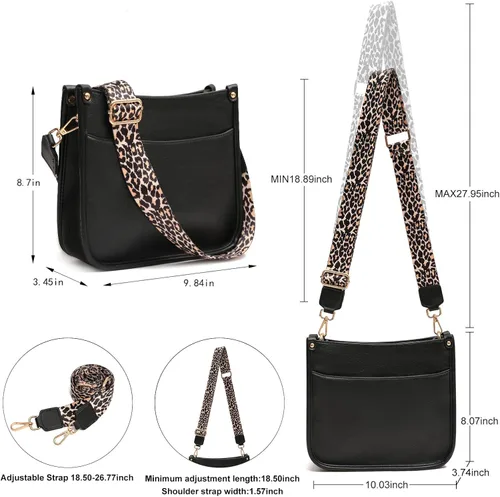 Vista 2 de KOGTLA Women's Crossbody Shoulder Bag with Leopard Guitar Strap,Vegan Faux Leather Purse Handbag Bucket Tote Bag