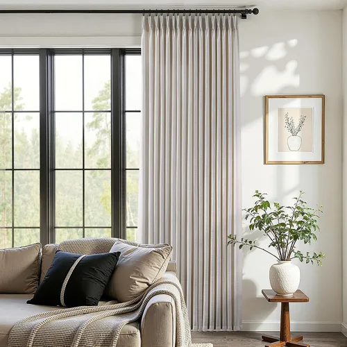 Vista 46 de Cortinas de lino plisadas Blanco crema
