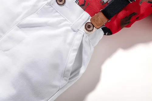 Vista 5 de Kimocat Traje de caballero para bebé, camisa de algodón con corbatín, overoles de 3 piezas