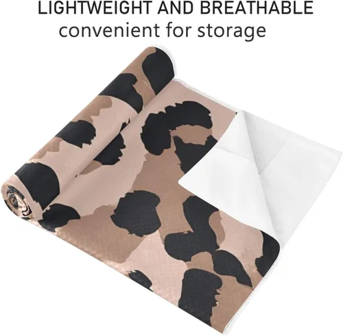 Vista 6 de ALAZA Toalla de yoga con patrón de leopardo de animales vintage, antideslizante, suave, absorbente, toalla para yoga, ejercicio caliente, pilates