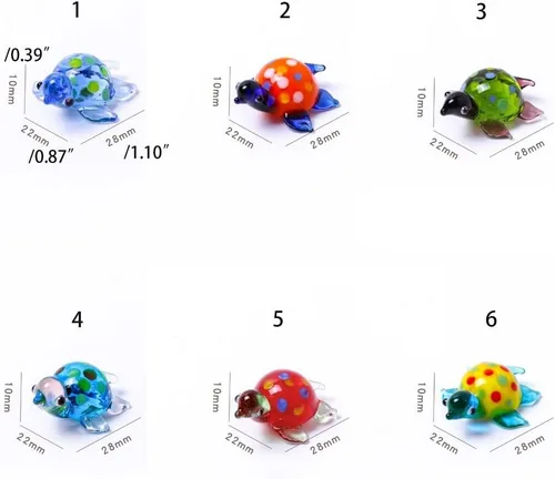 Vista 2 de Figuras de tortuga de vidrio soplado a mano, mini exquisita estatua de animal para decoración del hogar, paisajismo de acuarios, colección