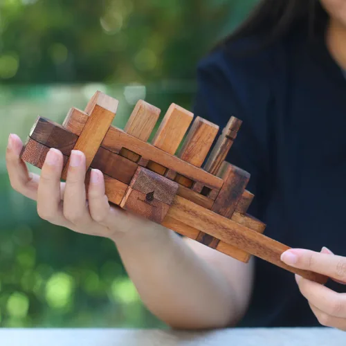 Vista 9 de Rompecabezas de madera Kumiki Brain Teaser para adultos, juego de rompecabezas de madera entrelazado 3D hecho a mano, rompecabezas clásico japonés