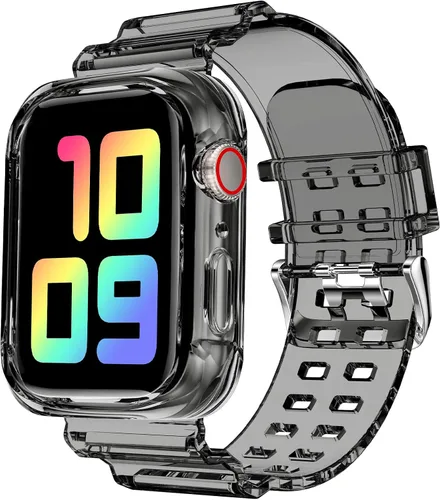 Vista 38 de DABAOZA - Correa transparente compatible con Apple Watch de 1.772 in y 1.732 in, con purpurina transparente Women Men,Glitter Bling TPU