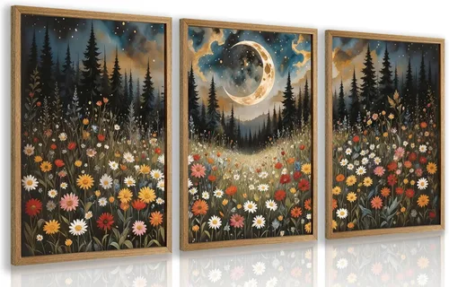 Vista 17 de Cyebmo Juego de 3 pinturas enmarcadas de animales del bosque, decoración de pared de animales salvajes del bosque, decoración de pared, pintura