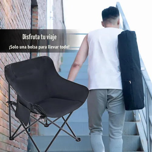 Vista 5 de Silla de camping portátil – Sillas plegables de alta resistencia, plegable, resistente, plegable, ligera, compacta, para campamento al aire libre