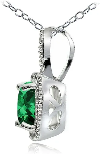 Vista 2 de Ice Gems Collar de plata de ley con piedra natal y topacio blanco con corte cojín