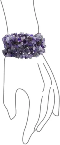 Vista 3 de Pulsera ancha grande y gruesa de varios colores, cristal morado, marrón, ojo de tigre, amatista, cuarzo rosa, negro, ónix azul, lapislázuli, verde