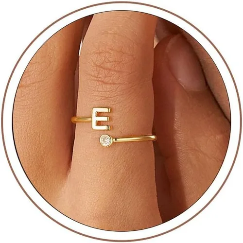 Vista 13 de Anillos Turandoss para Mujeres y Niñas - Delicados anillos ajustables chapados en oro de 14K sin decoloración para mujeres y adolescentes, anillos