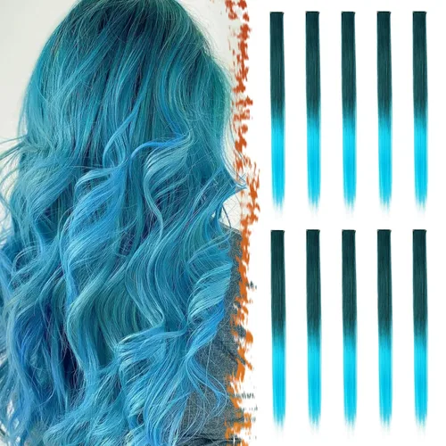Vista 24 de BARSDAR Extensiones de cabello negro con clip, extensiones de cabello con clip de color para mujer, 22 pulgadas, 12 piezas, extensiones sintéticas