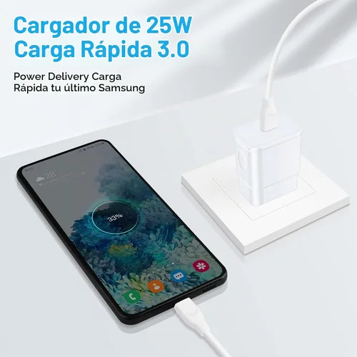 Vista 5 de Cargador rápido estupendo de 25W, cable USB del cargador de C del teléfono