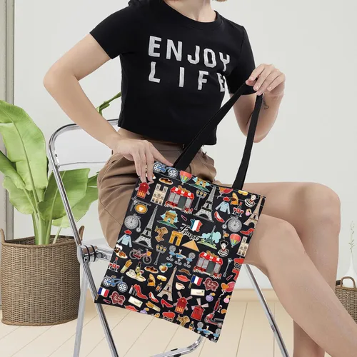 Vista 7 de LEVLO Francia Travel Culture Gift French Theme Travel Pouch Bag Paris Landmarks Gift French Souvenir Gift, Francia BT, Bolsa de cosméticos