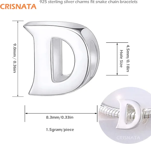 Vista 2 de 26 dijes de letras, cuentas de plata de ley 925 pulida con inicial del alfabeto A-Z, se adapta a pulseras con nombre europeo, regalo para madre