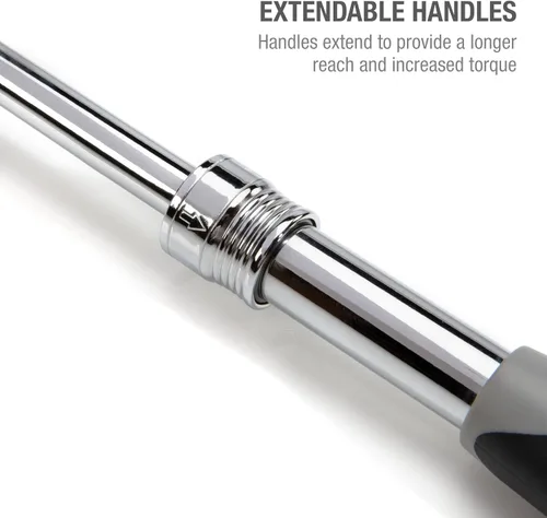 Vista 3 de Steelman Pro Trinquete de cabeza flexible extensible de accionamiento de 1/2 pulgada de 72 dientes (13.5-19 pulgadas de longitud), acero