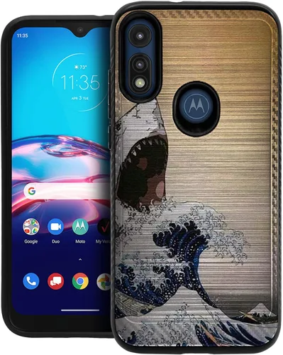 Vista 6 de CasesOnDeck Funda híbrida compatible con Motorola Moto E (2020) / Moto E [Armadura cepillada] Funda protectora delgada contra golpes