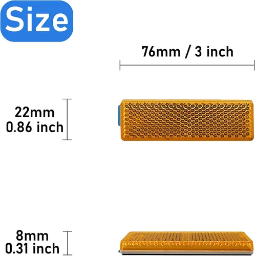 Vista 4 de Reflector 76X22mm autoadhesivo rectángulo de seguridad impermeable para entrada de buzón remolque