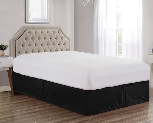 Vista 17 de Sheets & Beyond Falda de cama plisada de microfibra cepillada sólida súper suave de 14 pulgadas, con volantes (tamaño individual, beige)