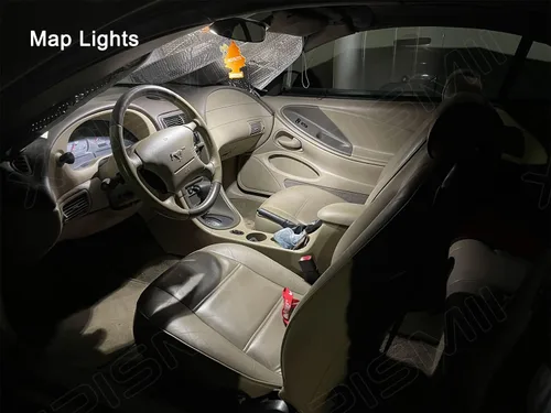 Vista 4 de Xpismii Paquete de 5 luces LED blancas para interiores de 6000 K, compatible con Ford Mustang 2005 2006 2007 2008 2009, con diagrama de colocación