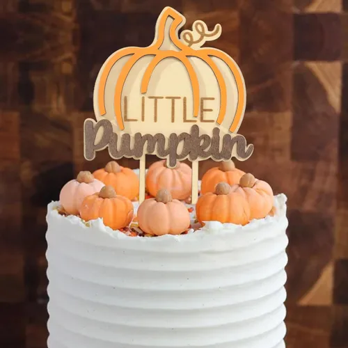 Vista 5 de BOOMPA Decoración para pastel de primer cumpleaños de la temporada de otoño, accesorios de pastel de calabaza dulce – Decoración de madera para baby
