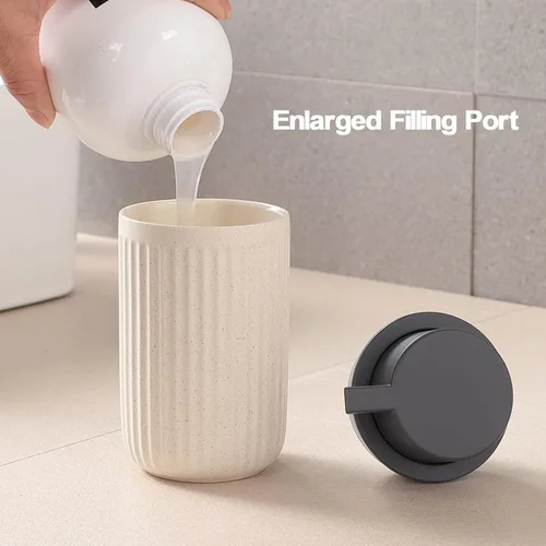 Vista 5 de Dispensador de jabón espumoso, dispensador de jabón líquido de espuma de cerámica para baño, dispensador de jabón de loción recargable de 12 onzas