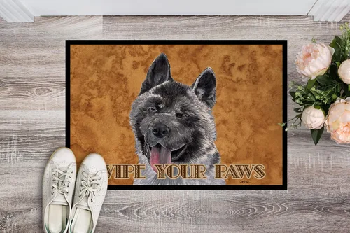 Vista 2 de Caroline's Treasures SC9508JMAT Akita Wipe Your Paws - Tapete para puerta delantera, 24 x 36 pulgadas, para interiores y exteriores, para entrada