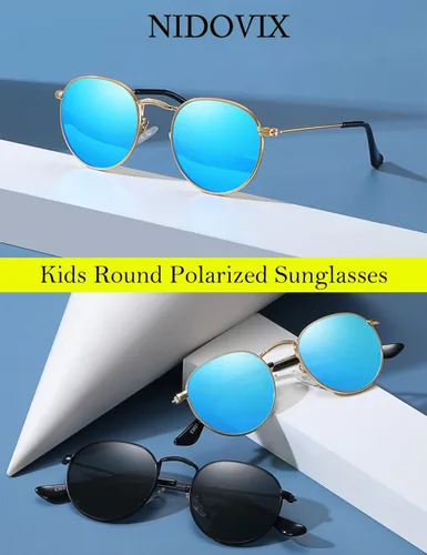 Vista 5 de Gafas de sol polarizadas para niños marco de metal clásico para bebés niños y niñas de 0 a 18 años tres tamaños 100 protección UV
