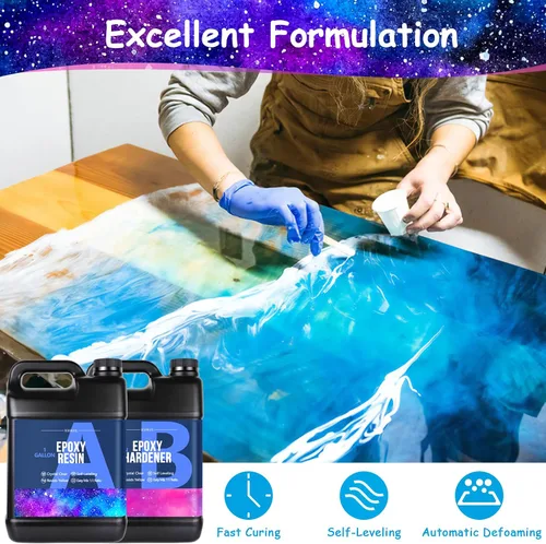 Vista 3 de KISREL Resina epoxi de 2 galones, kit de resina epoxi transparente con 24 pigmentos y 24 colores de polvos de mica, sin amarillamiento, sin burbujas