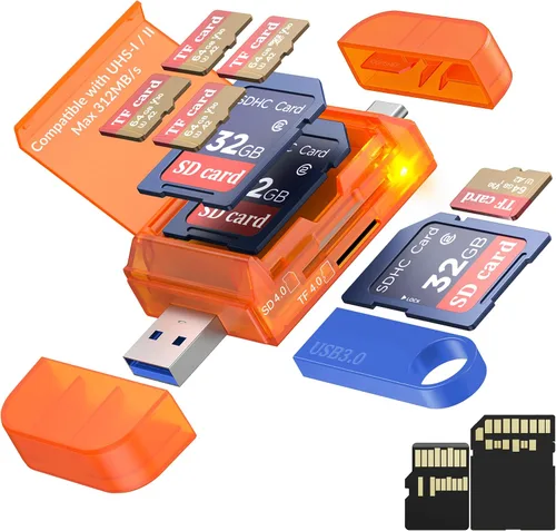 Vista 9 de JOOPSHEE Lector de tarjetas SD USB, ranuras dobles de alta velocidad USB 3.0 tipo C a adaptador de tarjeta micro SD para MicroSD SDHC SDXC