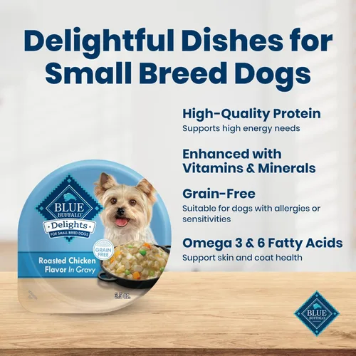 Vista 3 de Blue Buffalo Delicias Copa de alimentos de perro mojada de la raza pequeña adulta natural, sabor de pollo asado en salsa abundante 3.5-oz