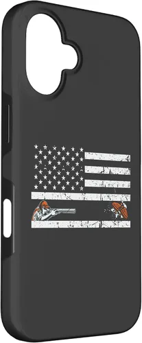 Vista 3 de Funda para iPhone 16 Orgullosa Bandera Americana Retro - Skeet Trap Clay Shotgun Shooting Case