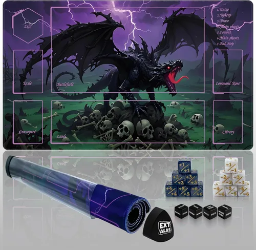 Vista 25 de Tapete MTG TCG -Incluye tubo de almacenamiento y 7 dados-¡Experimenta calidad de primer nivel y alfombrilla impermeable y antideslizante con bloqueo