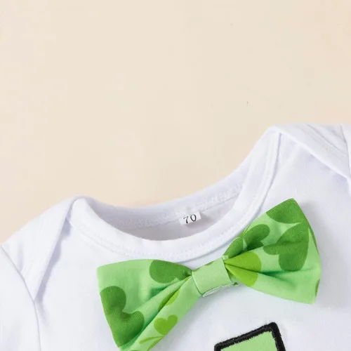 Vista 8 de Conjunto de letras de San Patricio con estampado de bebé, conjunto de ropa de bebé para niñas