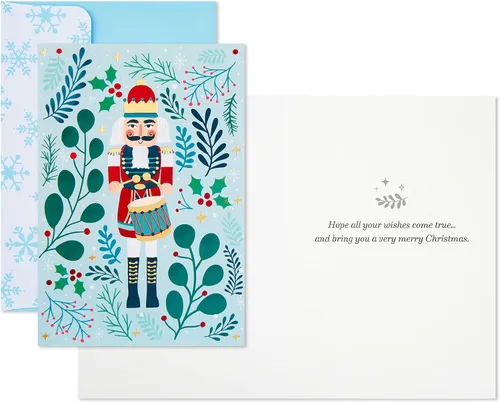 Vista 4 de Hallmark Tarjetas de Navidad en caja, cascanueces verdes (16 tarjetas y 17 sobres)