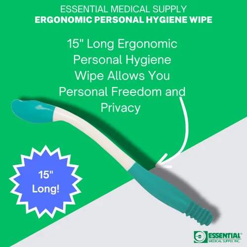 Vista 2 de Essential Medical Supply Toallita ergonómica de higiene personal para papel higiénico y toallitas húmedas con botón de fácil liberación, color blanco