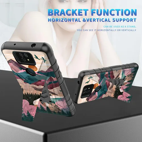 Vista 256 de Funda para AT&T Maestro Max 2021/Cricket Ovation 2 con protector de pantalla de vidrio templado, funda resistente con función atril integrada