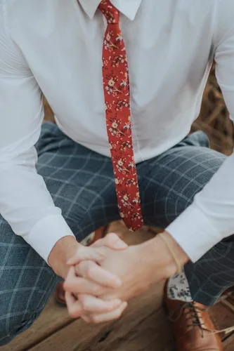 Vista 5 de DAZI - Corbata de algodón para hombre, diseño floral, ideal para bodas, novios, novios, misiones, bailes, regalos. Autumn