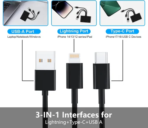 Vista 3 de Adaptador Memory Stick Pro Duo, lector de tarjetas SD/TF/MS/XD 4 en 1, lector de tarjetas XD para USB C/Lightning/USB A, lector de tarjetas multi-SD