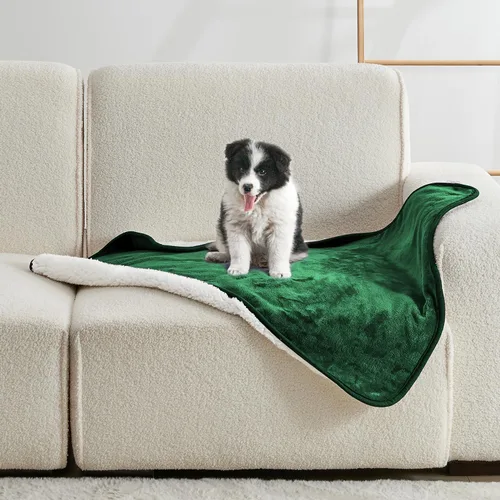 Vista 15 de Manta impermeable para cama, sofá, manta líquida suave a prueba de orina para perro, cachorro, gato, protector reversible de vellón Sherpa