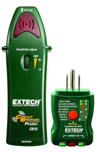 Vista 2 de Extech CB10-Kit - Kit de resolución de problemas eléctricos portátil con 5 funciones Buscador de disyuntores, probador de receptáculos GFCI