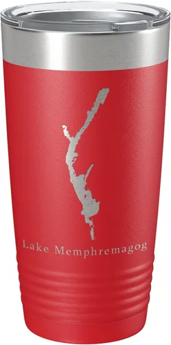 Vista 11 de Lake Memphremagog Map Tumbler Travel Mug Insulated Laser Engraved Coffee Cup Vermont Quebec 20 oz Black
