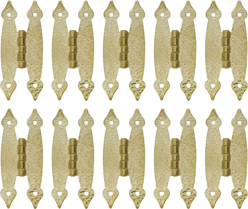 Vista 6 de 10 bisagras antiguas para gabinete, acero laminado en frío, bisagras decorativas planas para gabinete, armario, joyero, puerta, color negro, 3.5