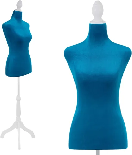 Vista 13 de Maniquí femenino con forma de vestido, torso de modelo de ropa, cuerpo de maniquí para exhibición, soporte de trípode ajustable de 53-67 pulgadas