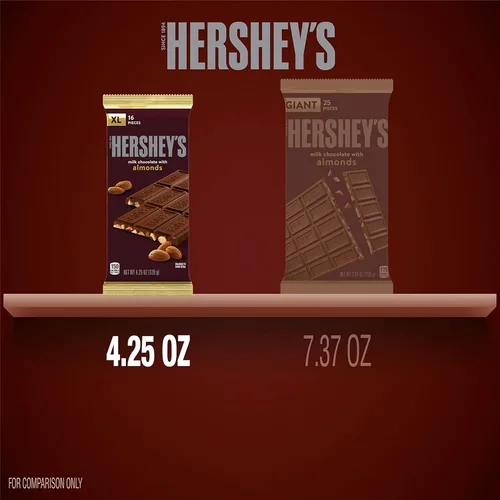 Vista 7 de HERSHEY'S Chocolate con leche con almendras XL, barras de caramelo, 4.25 onzas (12 unidades, 16 piezas)