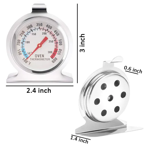 Vista 2 de Anvin Termómetros de horno con esfera grande, para monitoreo de parrilla, termómetro de cocina con doble escala de 122.0-572.0 °F/100-600°F