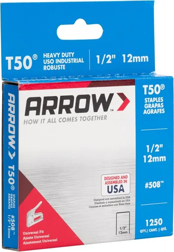 Vista 7 de Arrow 508 Heavy Duty T50 Longitud de pierna de 1/2 pulgada, corona de 3/8 pulgadas, grapas para tapicería, construcción, muebles, manualidades, 1250